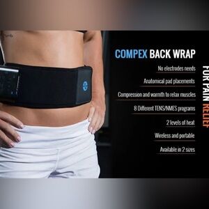 Compex TENS/Heat Back Wrap, Black - For Back Pain Small/Medium